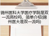 锦州医科大学医疗学院是双一流高校吗，简单介绍(锦州医大是双一流吗)