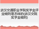 武汉交通职业学院奖学金评定细则是怎样的(武汉交院奖学金细则)