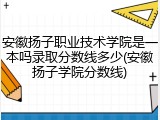 安徽扬子职业技术学院是一本吗录取分数线多少(安徽扬子学院分数线)