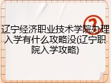 辽宁经济职业技术学院办理入学有什么攻略没(辽宁职院入学攻略)