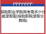 保险职业学院高考需多少分能录取呢(保险职院录取分数线)