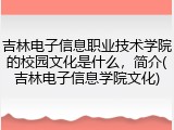 吉林电子信息职业技术学院的校园文化是什么，简介(吉林电子信息学院文化)