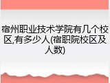 宿州职业技术学院有几个校区,有多少人(宿职院校区及人数)