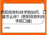 贵阳信息科技学院如何，口碑怎么样？(贵阳信息科技学院口碑)