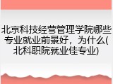 北京科技经营管理学院哪些专业就业前景好，为什么(北科职院就业佳专业)