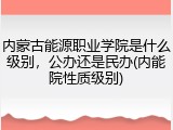 内蒙古能源职业学院是什么级别，公办还是民办(内能院性质级别)