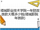 塔城职业技术学院一年财政拨款大概多少钱(塔城职院年拨款)