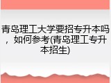 青岛理工大学要招专升本吗，如何参考(青岛理工专升本招生)