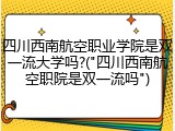 四川西南航空职业学院是双一流大学吗?("四川西南航空职院是双一流吗")