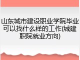 山东城市建设职业学院毕业可以找什么样的工作(城建职院就业方向)