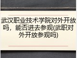 武汉职业技术学院对外开放吗，能否进去参观(武职对外开放参观吗)