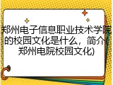 郑州电子信息职业技术学院的校园文化是什么，简介(郑州电院校园文化)