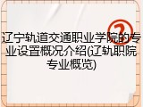 辽宁轨道交通职业学院的专业设置概况介绍(辽轨职院专业概览)