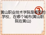 黄山职业技术学院是哪里的学校，在哪个城市(黄山职院在黄山)