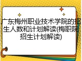 广东梅州职业技术学院的招生人数和计划解读(梅职院招生计划解读)