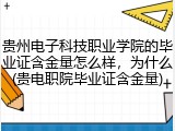 贵州电子科技职业学院的毕业证含金量怎么样，为什么(贵电职院毕业证含金量)