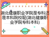 湖北健康职业学院是专科还是本科院校呢(湖北健康职业学院专科本科)