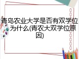 青岛农业大学是否有双学位，为什么(青农大双学位原因)