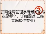 云南经济管理学院最好的专业是哪个，详细阐述(云经管院最佳专业)