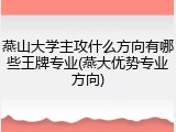 燕山大学主攻什么方向有哪些王牌专业(燕大优势专业方向)
