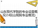 山东现代学院的专业设置概况介绍(山现院专业概览)