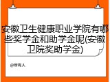 安徽卫生健康职业学院有哪些奖学金和助学金呢(安徽卫院奖助学金)