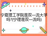 宁夏理工学院是双一流大学吗?(宁理是双一流吗)