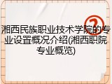 湘西民族职业技术学院的专业设置概况介绍(湘西职院专业概览)