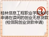 桂林信息工程职业学院如何申请在读间的创业无息贷款(桂信院创业贷款申请)