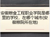 安徽粮食工程职业学院是哪里的学校，在哪个城市(安徽粮院所在地)