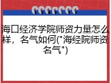 海口经济学院师资力量怎么样，名气如何("海经院师资名气")