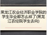 黑龙江农业经济职业学院的学生毕业都怎么样了(黑龙江农经院学生去向)