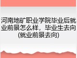 河南地矿职业学院毕业后就业前景怎么样，毕业生去向(就业前景去向)