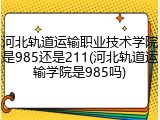 河北轨道运输职业技术学院是985还是211(河北轨道运输学院是985吗)