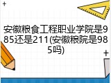 安徽粮食工程职业学院是985还是211(安徽粮院是985吗)