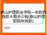 泰山护理职业学院一年财政拨款大概多少钱(泰山护理职院年拨款)