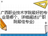 广西职业技术学院最好的专业是哪个，详细阐述(广职院最佳专业)