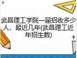 武昌理工学院一届招收多少人，最近几年(武昌理工近年招生数)