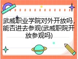 武威职业学院对外开放吗，能否进去参观(武威职院开放参观吗)