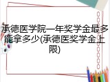 承德医学院一年奖学金最多能拿多少(承德医奖学金上限)