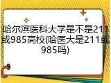 哈尔滨医科大学是不是211或985高校(哈医大是211或985吗)