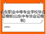 山东职业中等专业学校毕业证模板(山东中专毕业证模板)