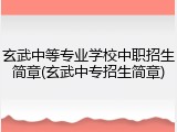 玄武中等专业学校中职招生简章(玄武中专招生简章)
