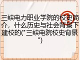 三峡电力职业学院的校史简介，什么历史与社会背景下建校的("三峡电院校史背景")