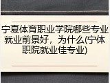 宁夏体育职业学院哪些专业就业前景好，为什么(宁体职院就业佳专业)