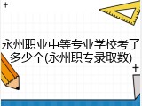 永州职业中等专业学校考了多少个(永州职专录取数)