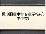 机电职业中等专业学校(机电中专)