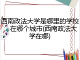 西南政法大学是哪里的学校，在哪个城市(西南政法大学在哪)