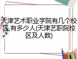 天津艺术职业学院有几个校区,有多少人(天津艺职院校区及人数)
