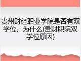 贵州财经职业学院是否有双学位，为什么(贵财职院双学位原因)